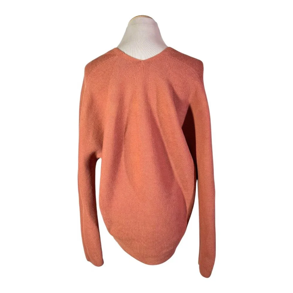 Uniqlo Size M 3D Knit Cotton Cocoon Sweater V-Neck Orange-Pink - Picture 10 of 12